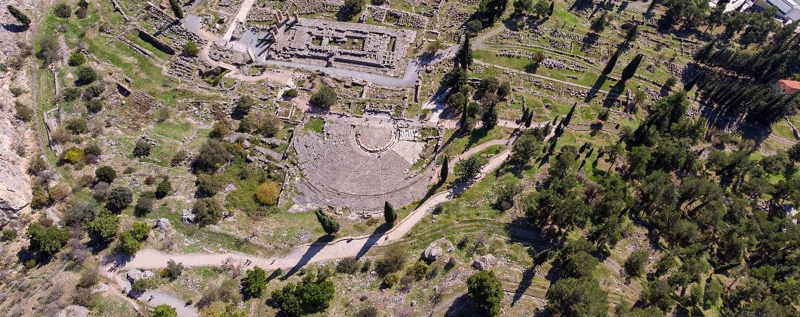 Aerial photograph of the Ancient Theatre of Delphi