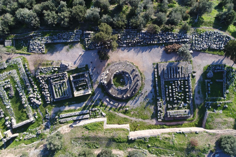 Aerial photograph of the Tholos of Athena Pronaia